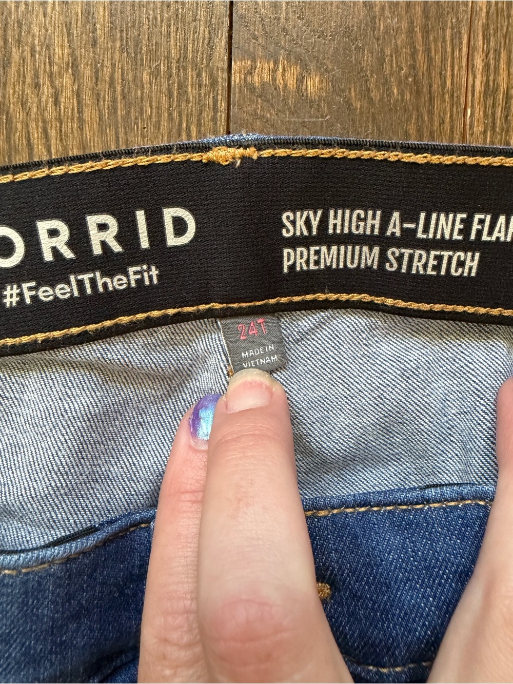 torrid Dark Blue Sky High A-Line Wide Leg Flare Jeans - Picture 3 of 5